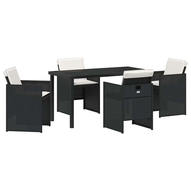 Have Spisebordssæt 5 stk. Sort polyrattan