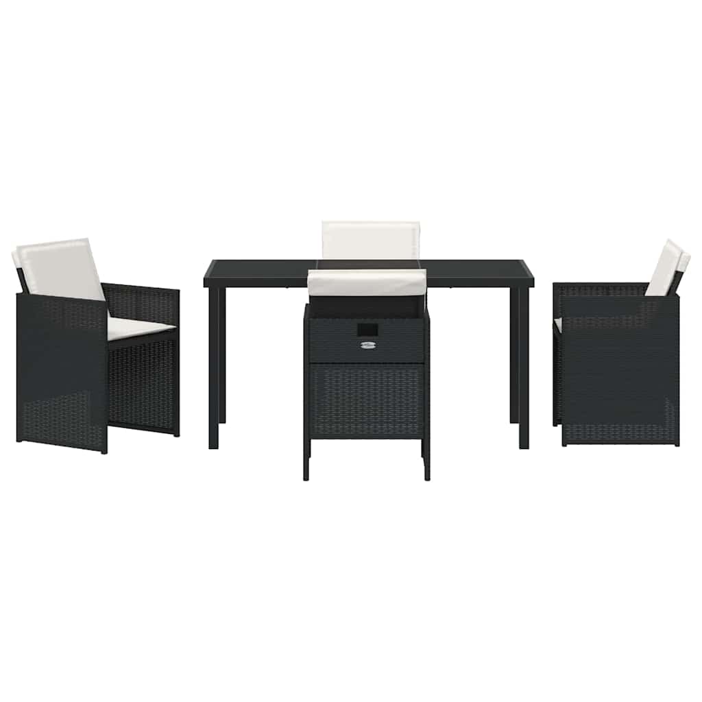 Have Spisebordssæt med pude 5 pcs Sort polyrattan