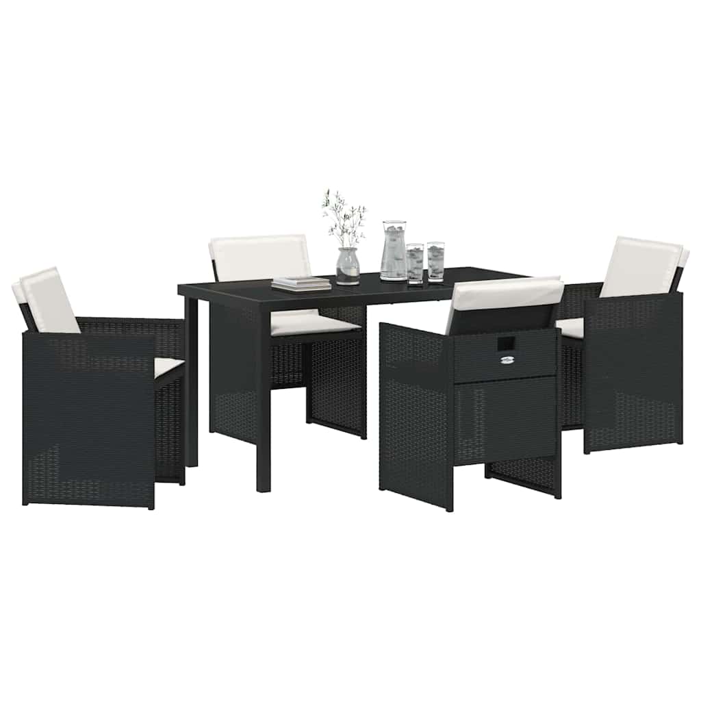 Have Spisebordssæt med pude 5 pcs Sort polyrattan