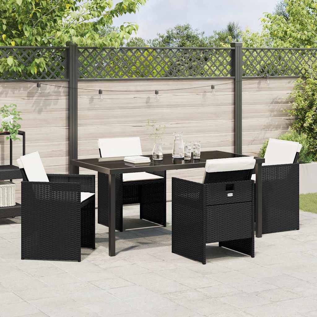 Have Spisebordssæt med pude 5 pcs Sort polyrattan