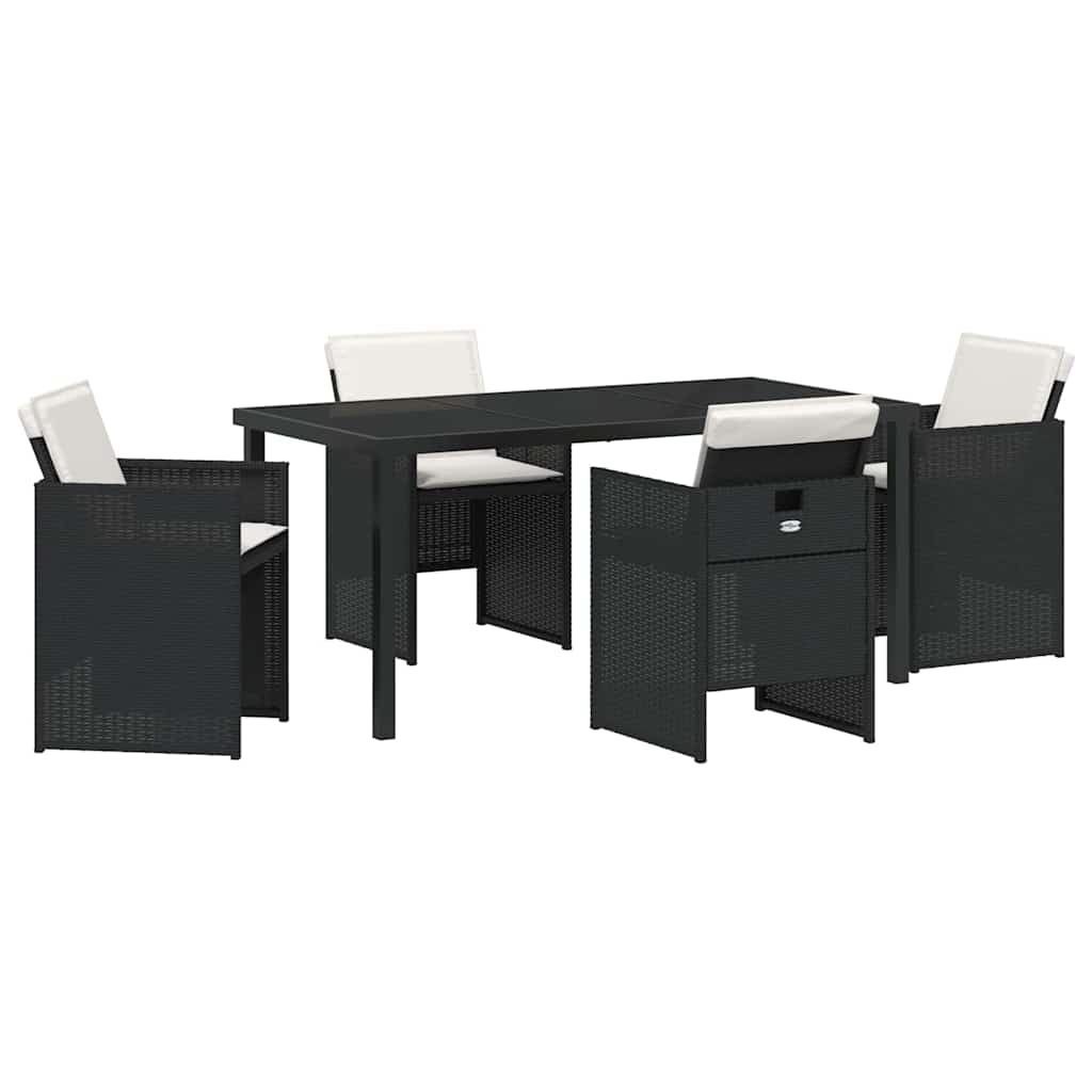 Have Spisebordssæt med pude 5 pcs Sort polyrattan