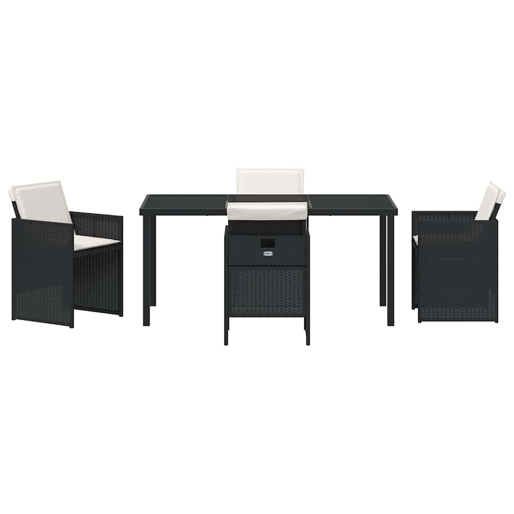 Have Spisebordssæt med pude 5 pcs Sort polyrattan