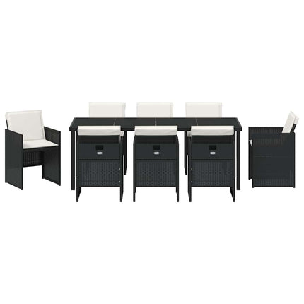 Have Spisebordssæt med pude 9 pcs Sort polyrattan