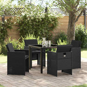 Have Spisebordssæt med pude 5 pcs Sort polyrattan
