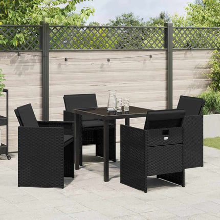Have Spisebordssæt med pude 5 pcs Sort polyrattan
