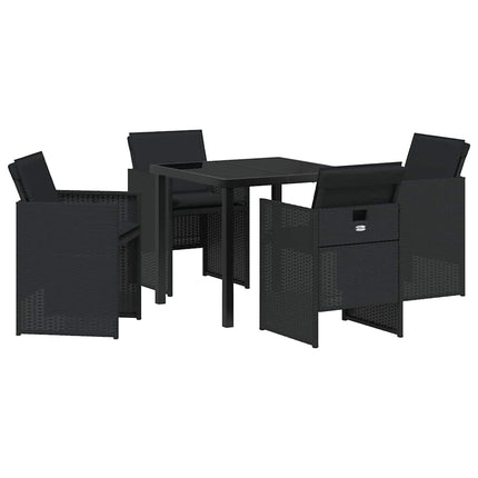 Have Spisebordssæt med pude 5 pcs Sort polyrattan