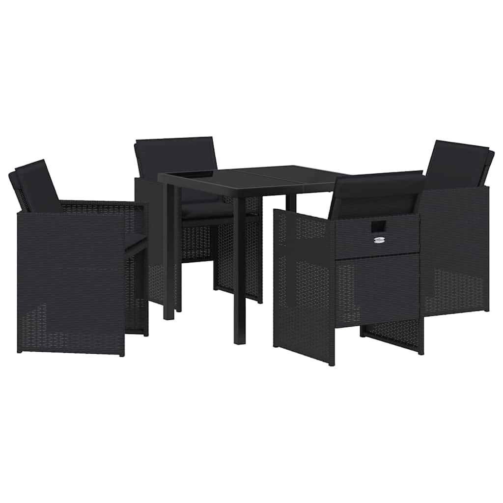 Have Spisebordssæt med pude 5 pcs Sort polyrattan