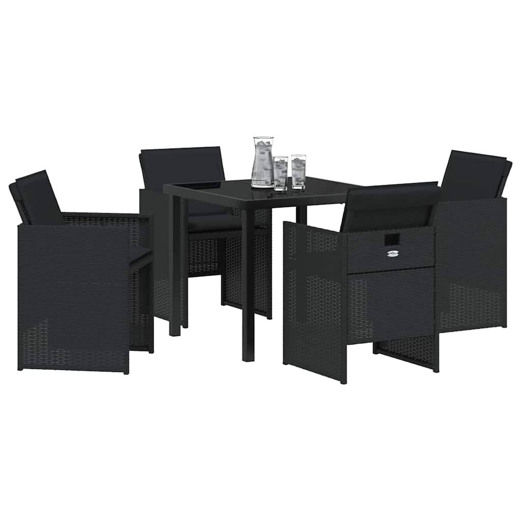 Have Spisebordssæt med pude 5 pcs Sort polyrattan