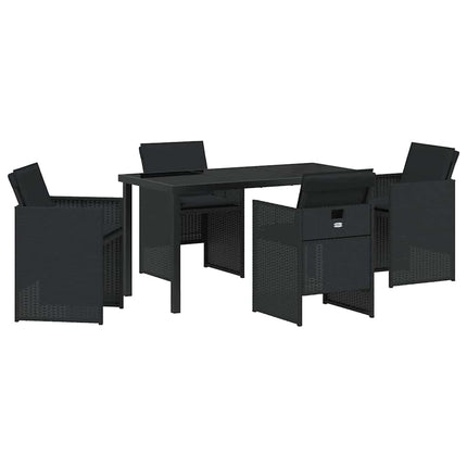 Have Spisebordssæt med pude 5 pcs Sort polyrattan