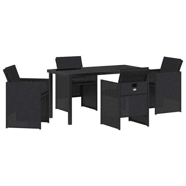 Have Spisebordssæt 5 stk. Sort polyrattan