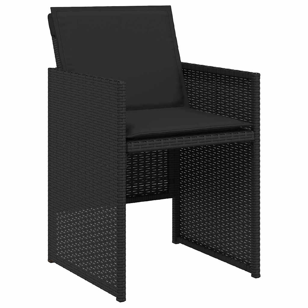 Have Spisebordssæt med pude 5 pcs Sort polyrattan
