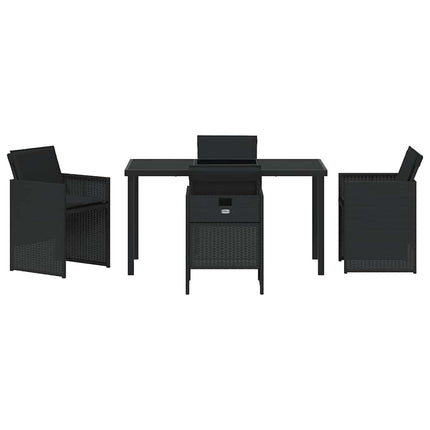 Have Spisebordssæt med pude 5 pcs Sort polyrattan