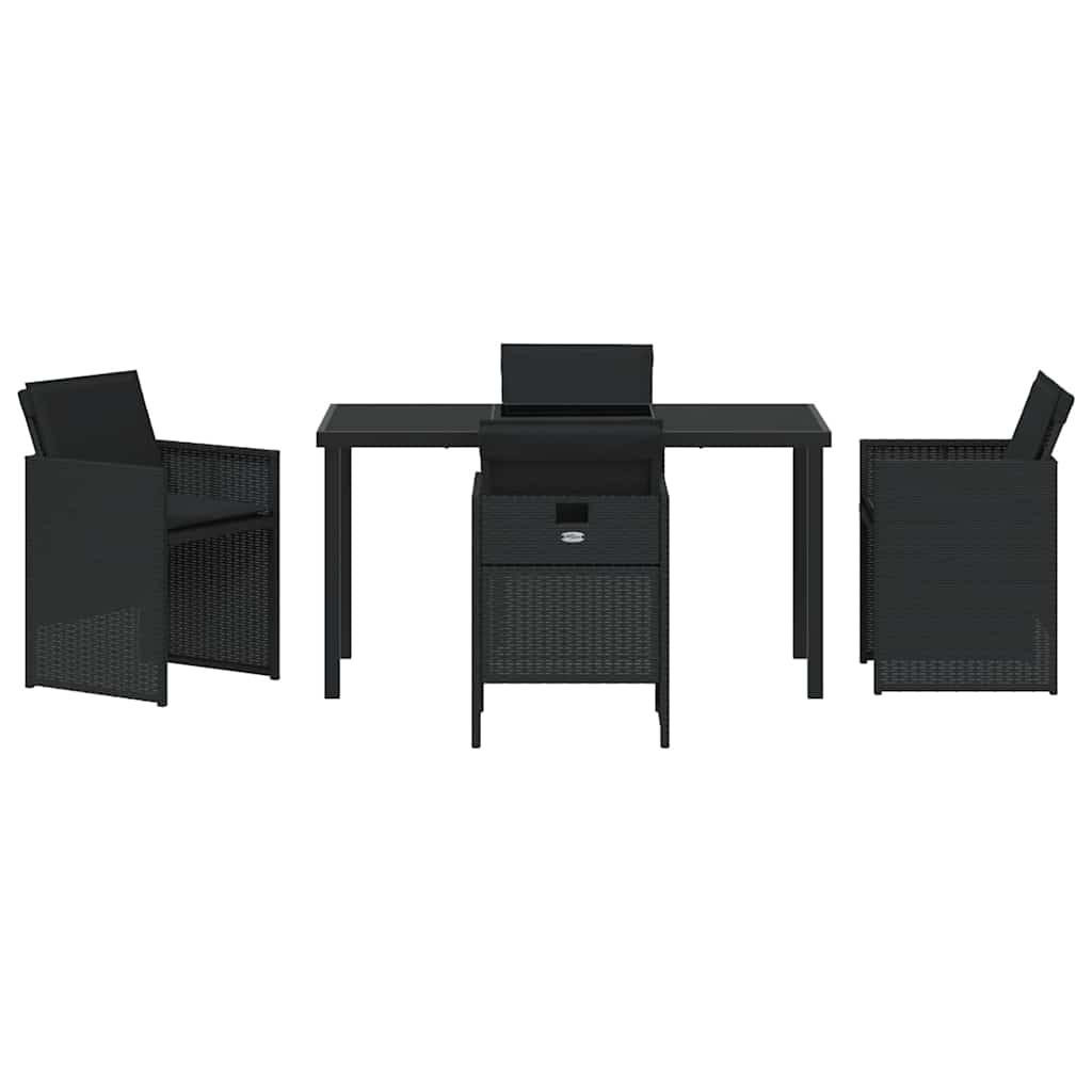 Have Spisebordssæt med pude 5 pcs Sort polyrattan