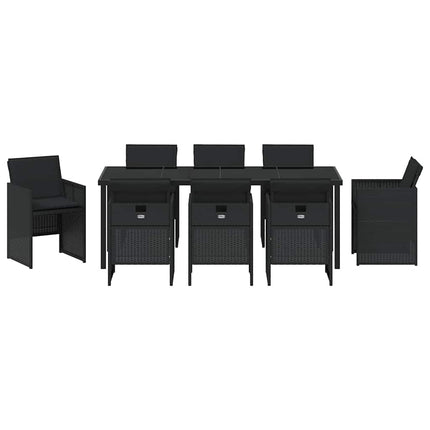 Have Spisebordssæt med pude 9 pcs Sort polyrattan