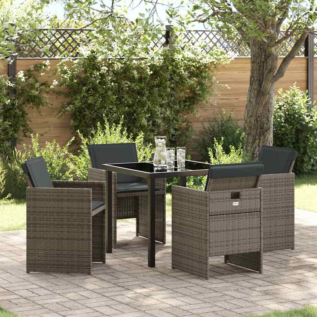 Have Spisebordssæt med pude 5 pcs Grå polyrattan