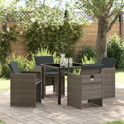 Have Spisebordssæt med pude 5 pcs Grå polyrattan
