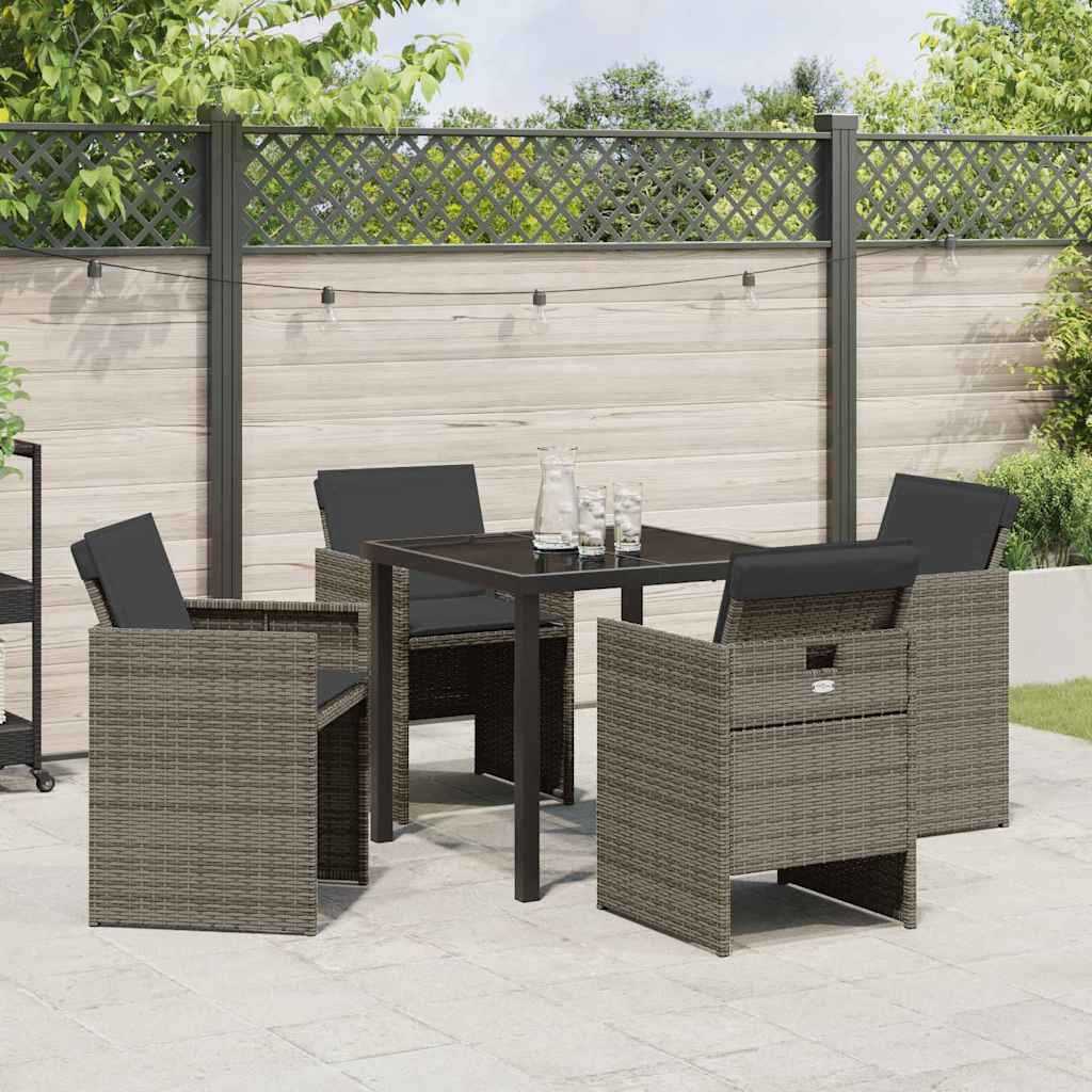 Have Spisebordssæt med pude 5 pcs Grå polyrattan