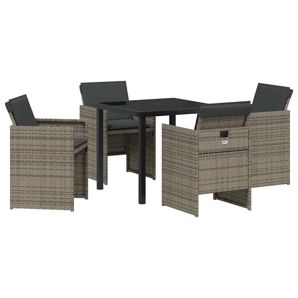 Have Spisebordssæt med pude 5 pcs Grå polyrattan