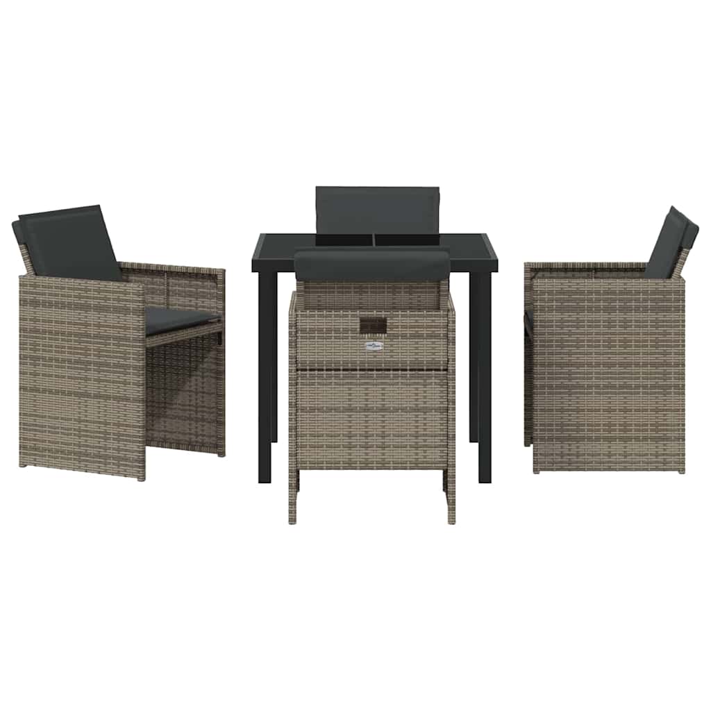 Have Spisebordssæt med pude 5 pcs Grå polyrattan