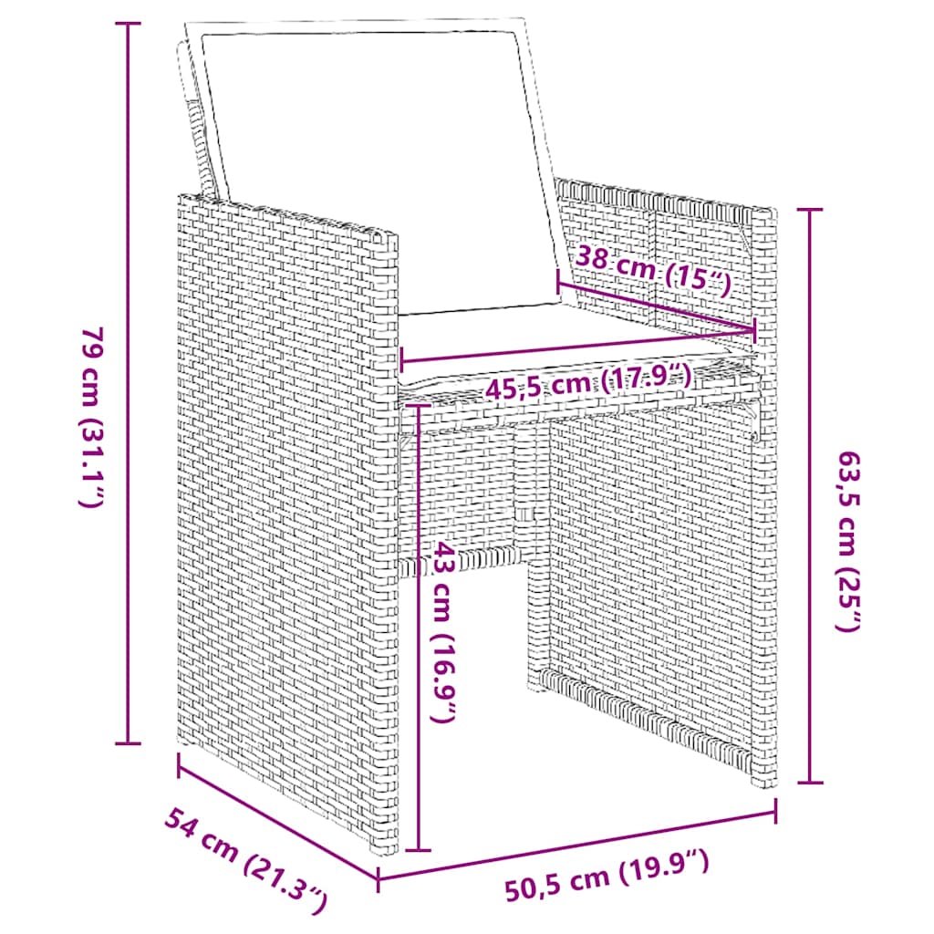 Have Spisebordssæt med pude 5 pcs Grå polyrattan