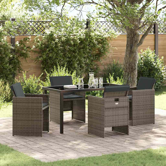 Have Spisebordssæt 5 stk. Grå polyrattan