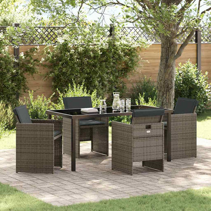 Have Spisebordssæt med pude 5 pcs Grå polyrattan