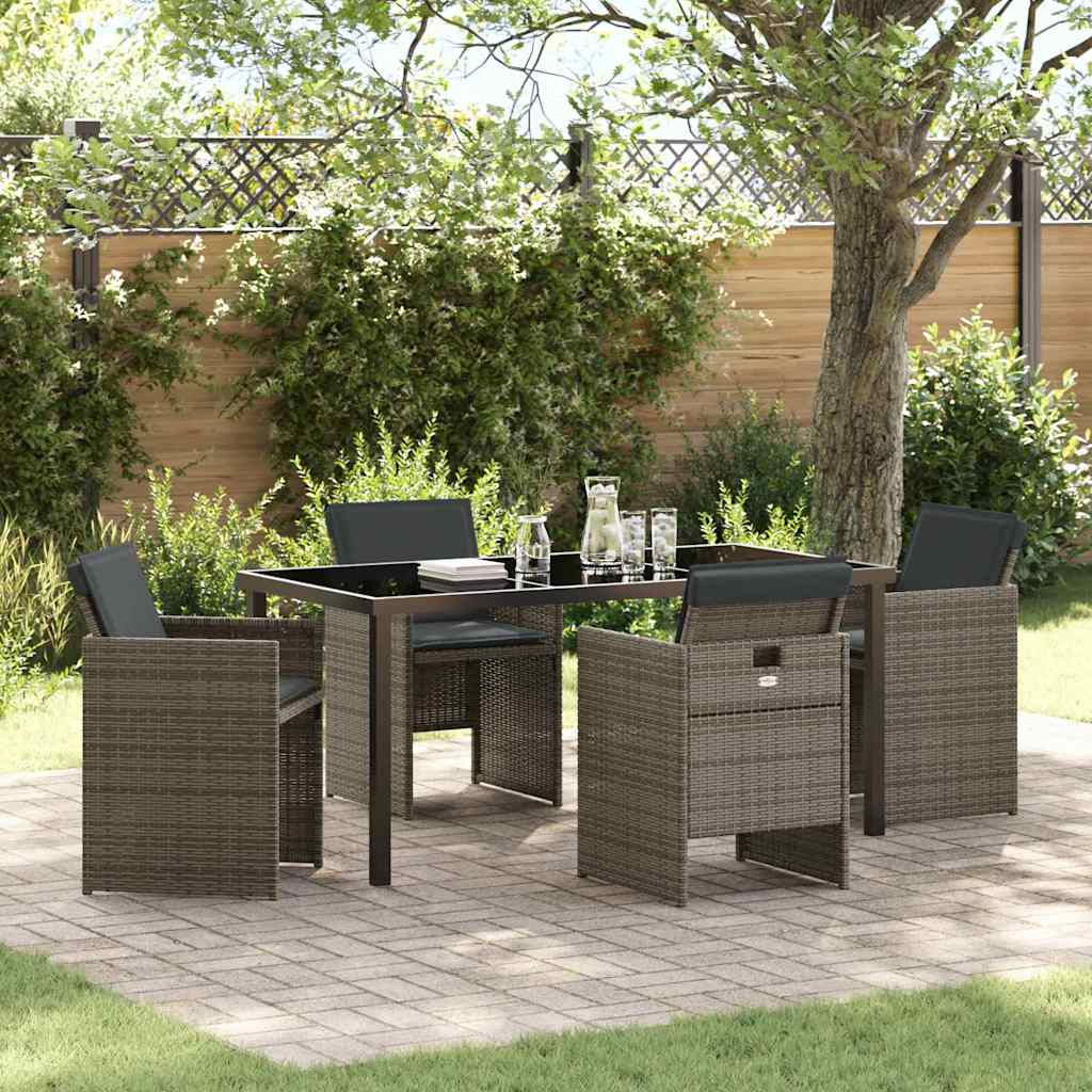 Have Spisebordssæt med pude 5 pcs Grå polyrattan