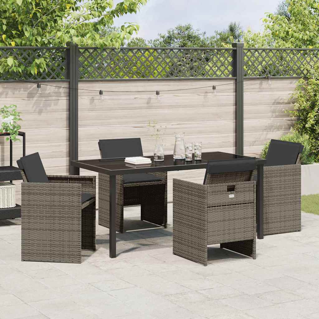 Have Spisebordssæt med pude 5 pcs Grå polyrattan