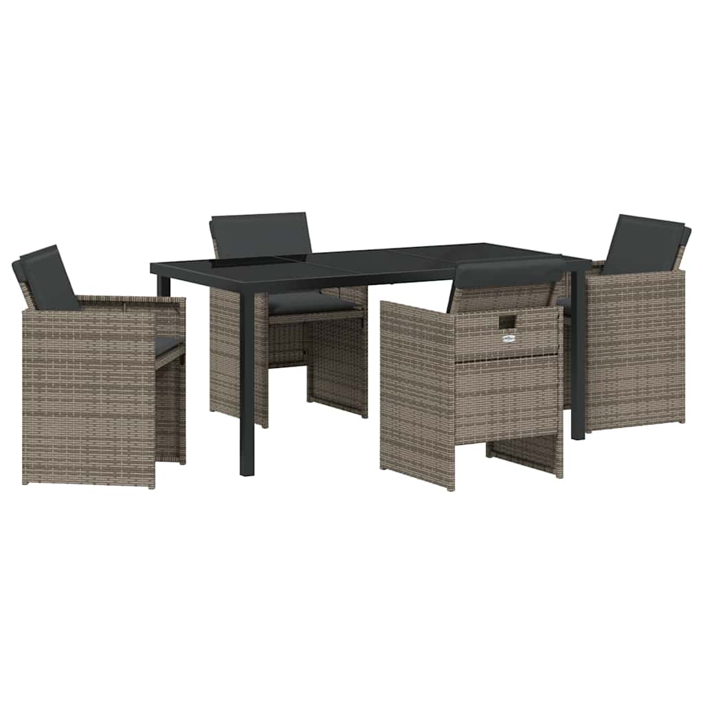 Have Spisebordssæt med pude 5 pcs Grå polyrattan