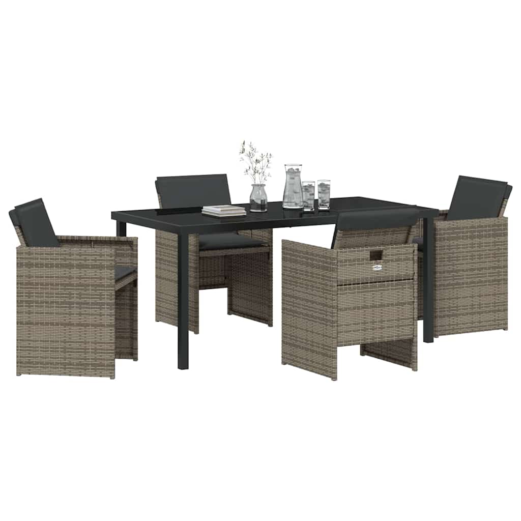 Have Spisebordssæt med pude 5 pcs Grå polyrattan