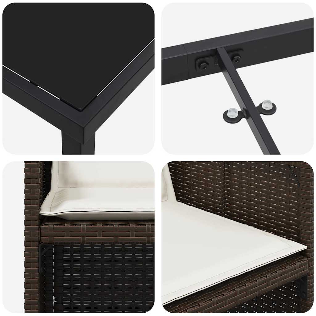 Have Spisebordssæt med pude 5 pcs Brun polyrattan