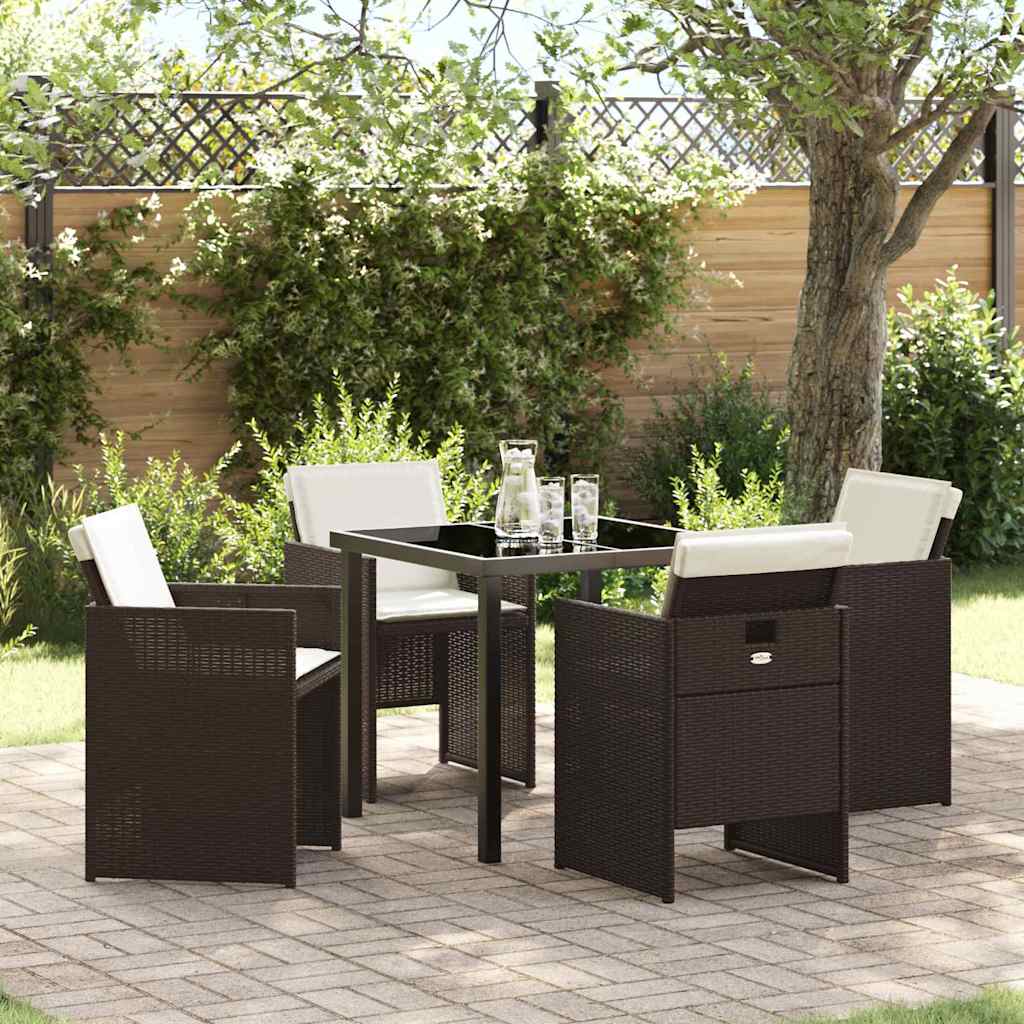 Have Spisebordssæt med pude 5 pcs Brun polyrattan