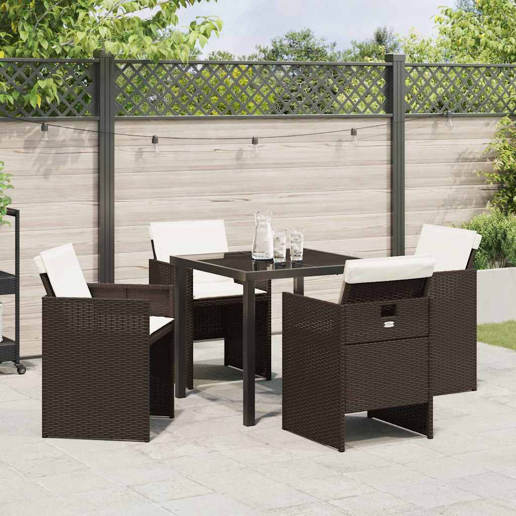 Have Spisebordssæt med pude 5 pcs Brun polyrattan