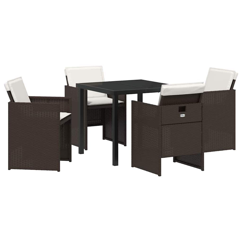 Have Spisebordssæt med pude 5 pcs Brun polyrattan