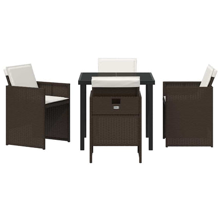 Have Spisebordssæt med pude 5 pcs Brun polyrattan