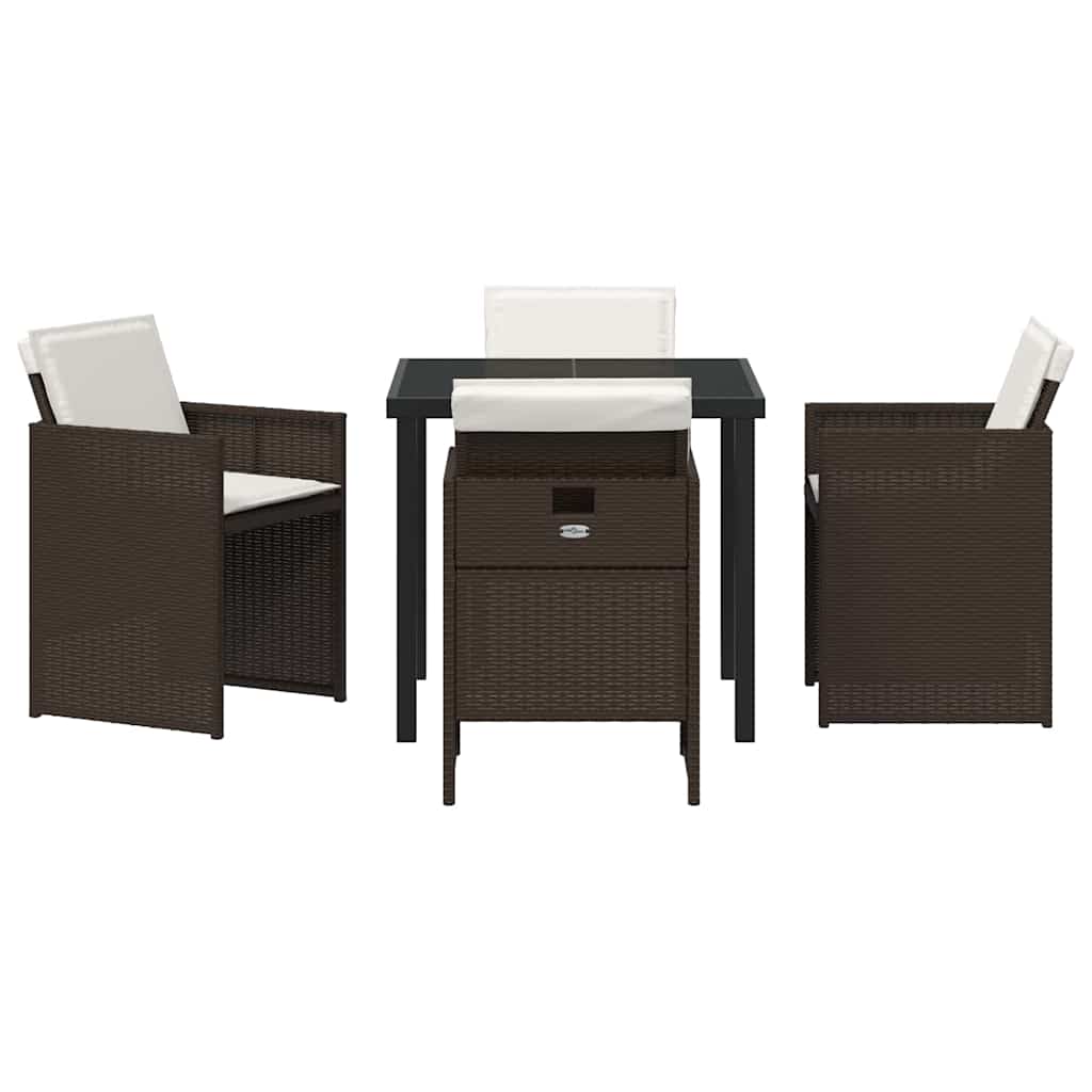 Have Spisebordssæt med pude 5 pcs Brun polyrattan