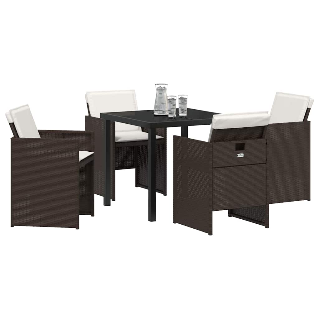 Have Spisebordssæt med pude 5 pcs Brun polyrattan