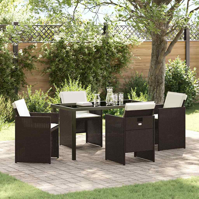 Have Spisebordssæt 5 stk. Brun polyrattan