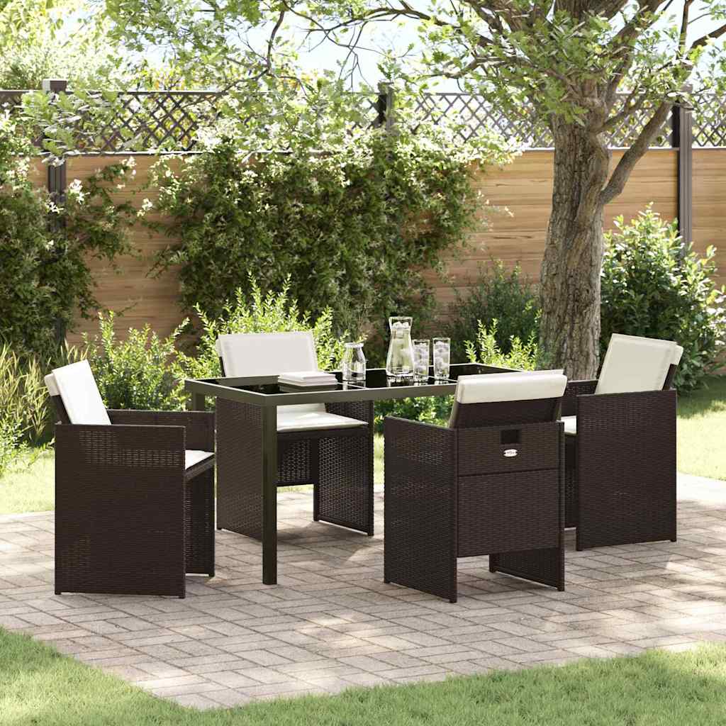 Have Spisebordssæt med pude 5 pcs Brun polyrattan