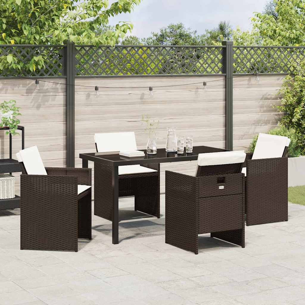 Have Spisebordssæt med pude 5 pcs Brun polyrattan