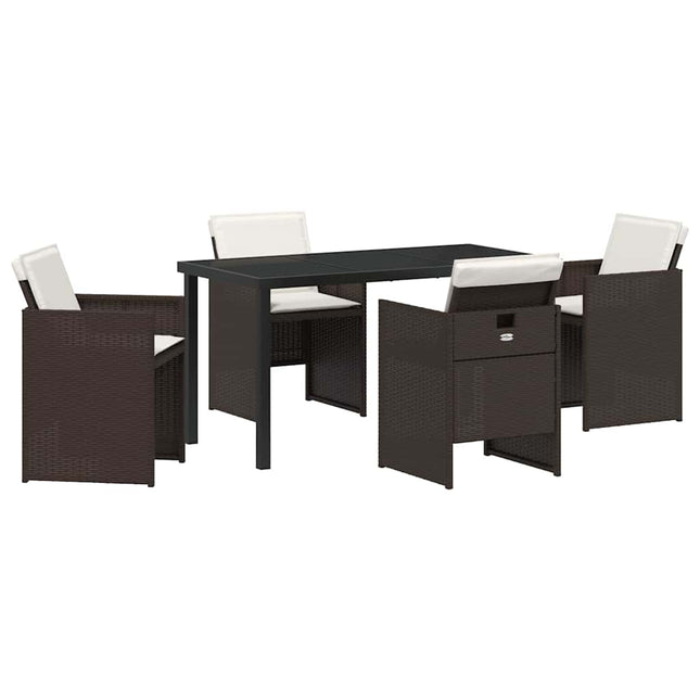Have Spisebordssæt 5 stk. Brun polyrattan