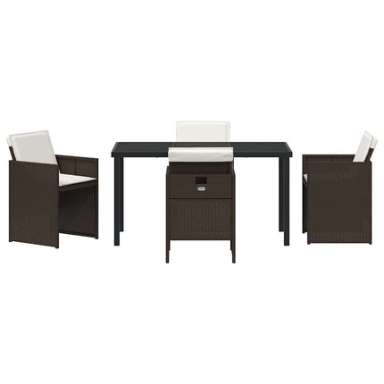 Have Spisebordssæt med pude 5 pcs Brun polyrattan
