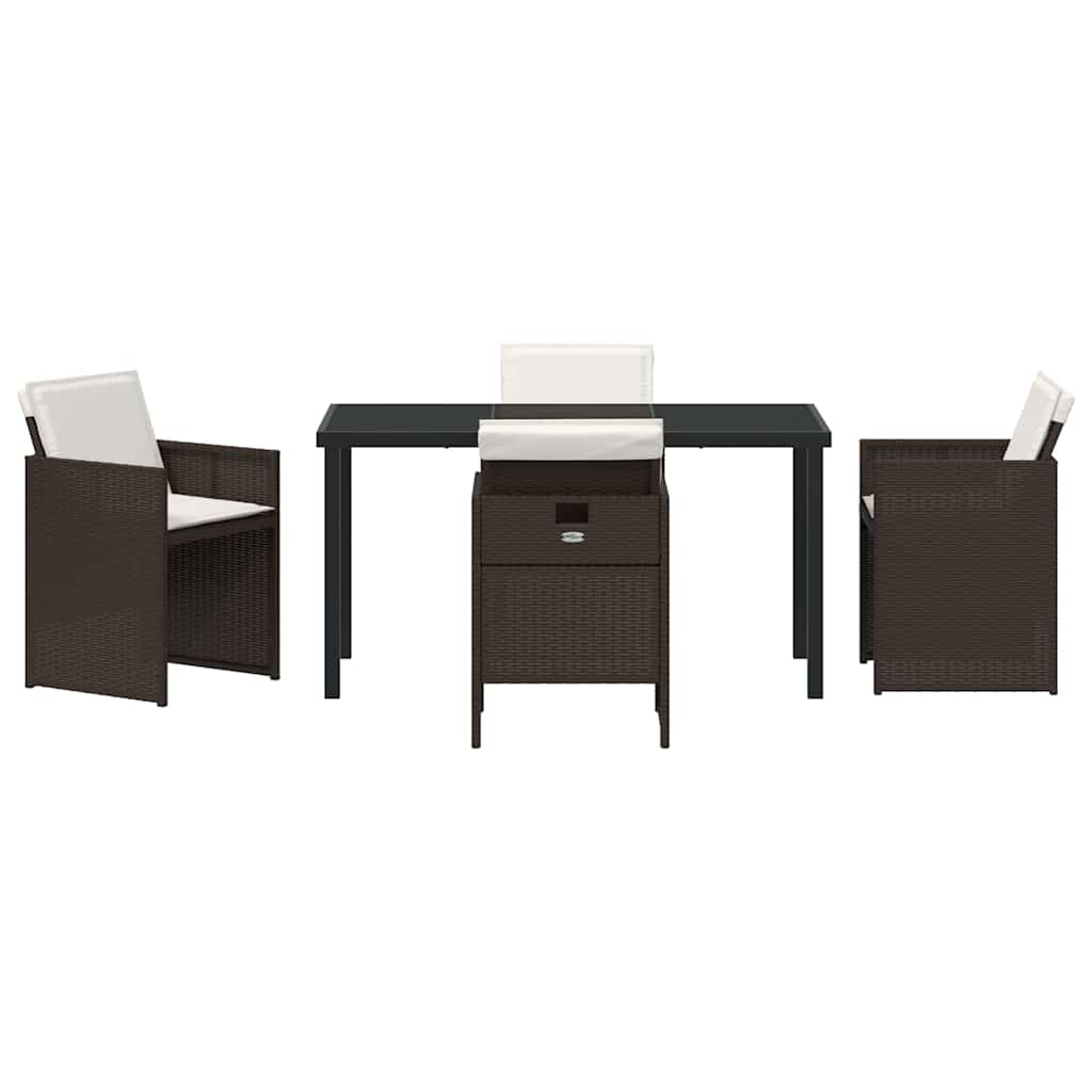 Have Spisebordssæt med pude 5 pcs Brun polyrattan