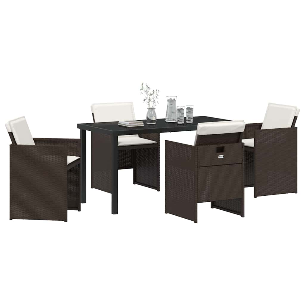 Have Spisebordssæt med pude 5 pcs Brun polyrattan