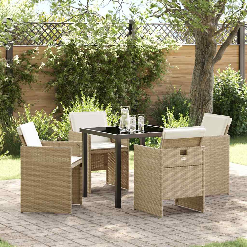 Have Spisebordssæt med pude 5 pcs Beige polyrattan