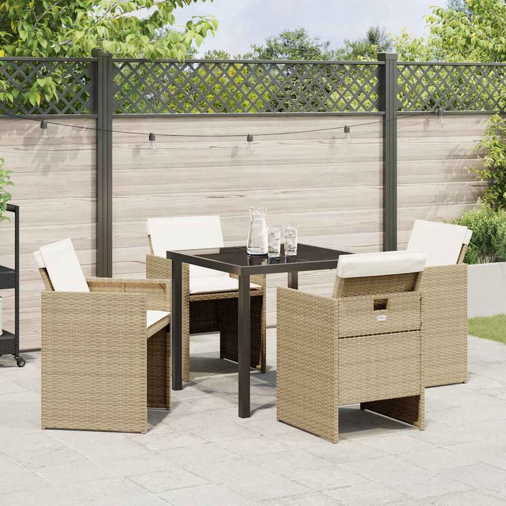Have Spisebordssæt med pude 5 pcs Beige polyrattan