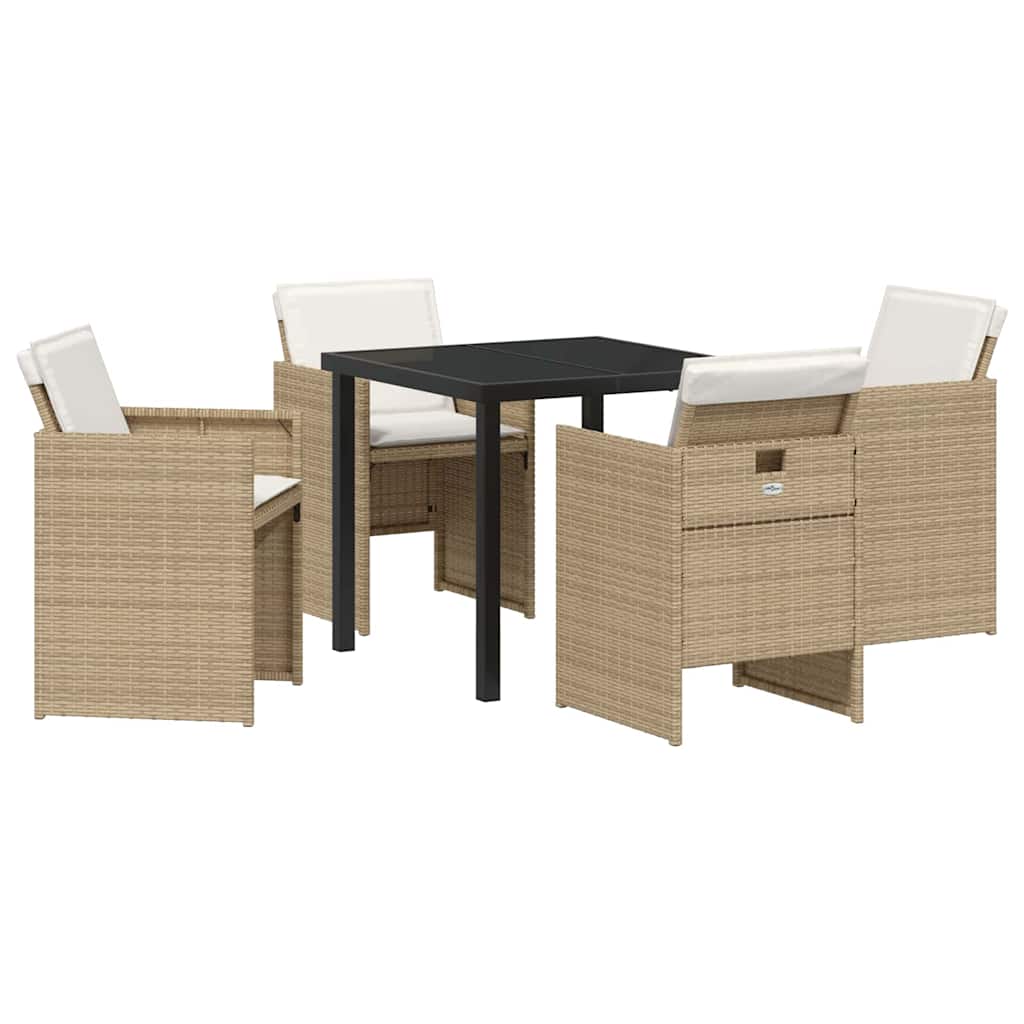 Have Spisebordssæt med pude 5 pcs Beige polyrattan