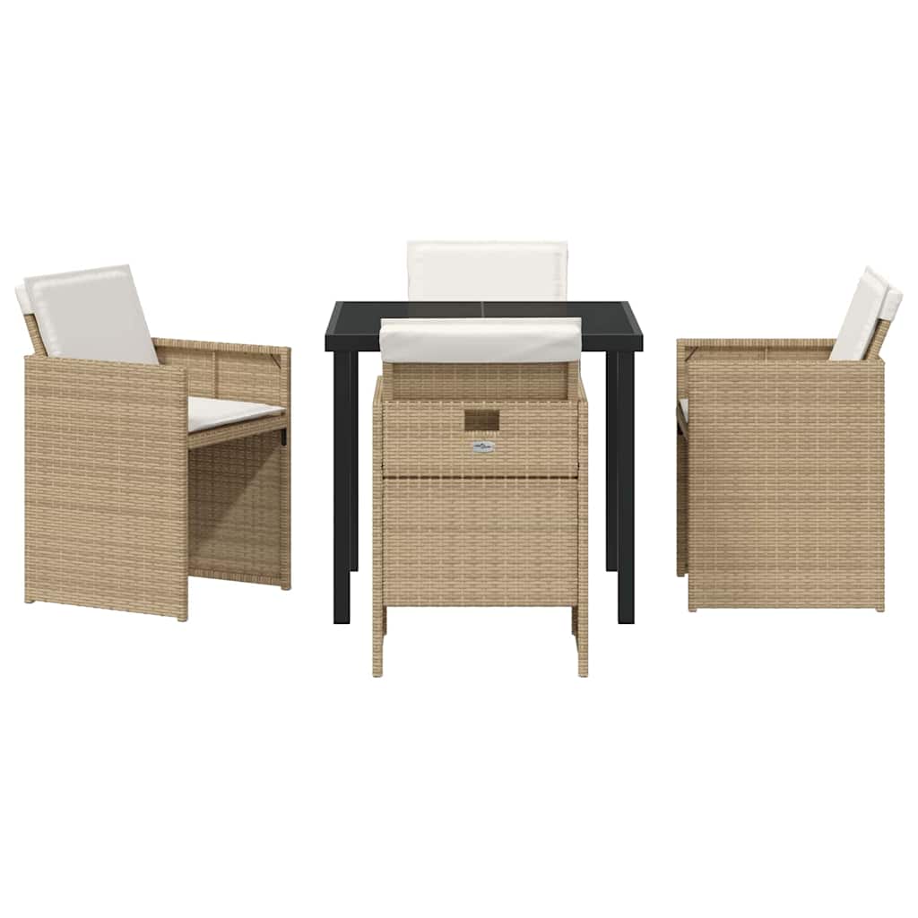 Have Spisebordssæt med pude 5 pcs Beige polyrattan