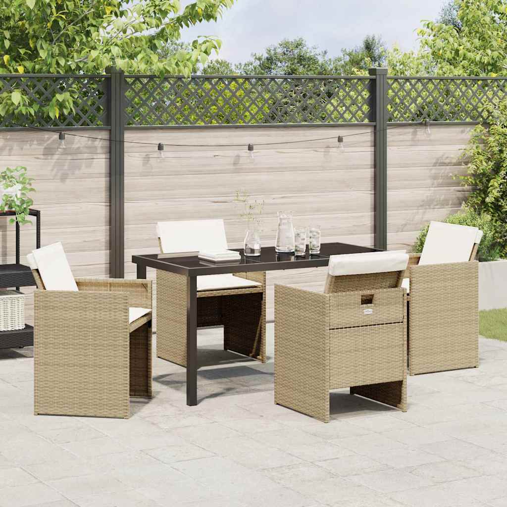 Have Spisebordssæt med pude 5 pcs Beige polyrattan