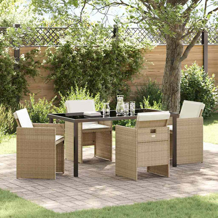 Have Spisebordssæt med pude 5 pcs Beige polyrattan